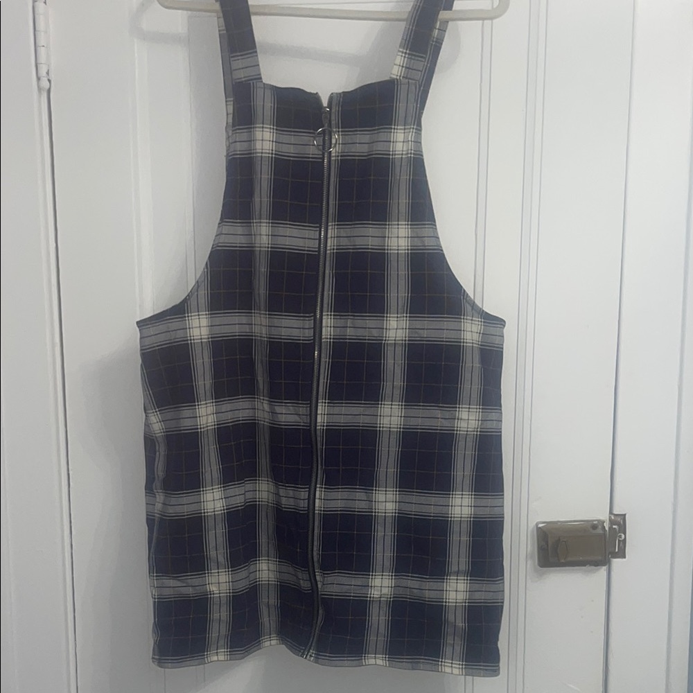 Plaid Zip-Up Sleeveless Dress